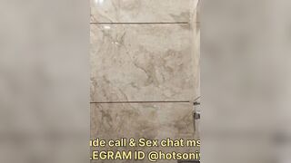 Hot Indian Wife with Big Boobs Gets Fucked and Sucks Cock in Bathroom