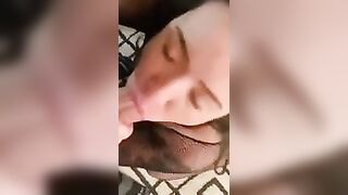 Hot Wife KT POV in Fishnet Lingerie Gives a Sexy Blowjob