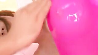 Stunning Oiled Busty Japanese Teen Enjoys Sensual Massage and Handjob