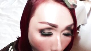 Petite Redhead Asian Ladyboy Blows and Rims Before Hardcore Anal