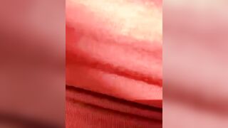 Blonde Shemale in Orange Dress Masturbates with Pink Dildo Outdoors