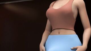 3D Animation: Busty Blonde Flight Attendant Gets Off in First Class