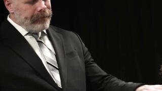 Boss Fucks Submissive in Black Bowtie Choker