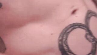 Bearded Dom Ty fucks dirty butt plugs while jerking his pierced cock