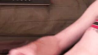 Bearded Dom Ty fucks dirty butt plugs while jerking his pierced cock