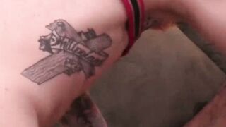 Bearded Dom Ty fucks dirty butt plugs while jerking his pierced cock