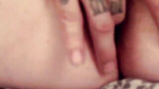 Tattooed Man Strokes His Cock on Bed