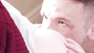 Preppy Guys in Red Vests Share a Passionate Kiss and Blowjob