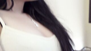 Brunette with Tattoo Gets Creamy Facial in Lingerie