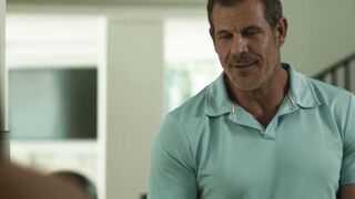 Hot Brunette in Crop Top Teases Older Man in Modern Kitchen