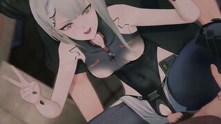 Lucy Cyberpunk 3D Hentai - White Hair Sucks Cock in Tight Outfit