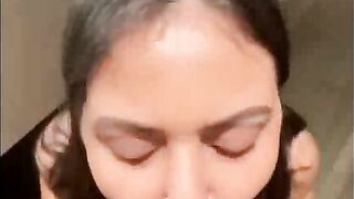 Cute Indian Girl Deepthroats Cock in Pigtails