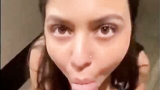Cute Indian Girl Deepthroats Cock in Pigtails