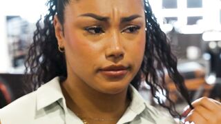 Blackmailed Ebony Office Worker Deepthroats Boss Cock at Work