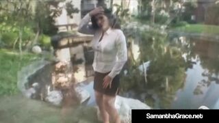 Beauty Goddess Samantha Grace Massage Vagina inside Cuban Tights!