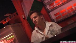2 crazy porn babes screwed young bartender guy inside three-way