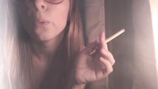 Topless Ginger Smoking a Cigarette