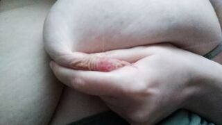 Having Fun with and Milking my Long Soft Tits