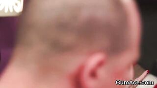 Randy camgirl gets cummed on her face sucking off all the