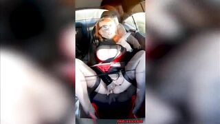 Long tit older Red XXX masturbates inside her vehicle