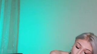 Blonde Babe with Hand Tattoos Teases in Black Lingerie Solo Webcam