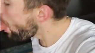 Amateur Gay Boyfriend Deepthroats Cock in White T-Shirt