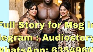Black Uncle Chokes Two Indian Wives in Sarees on Bedroom Bed