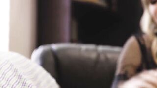 Man in Glasses and Tie Gets Hard at Desk with Blonde Woman