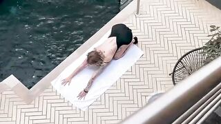 Latina Big Tits Stretches by Pool Then Gets Sucked Cock POV