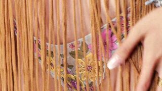 Ebony Teen Malaya Mikos Strips in Fringe Lingerie to Reveal Big Natural Tits