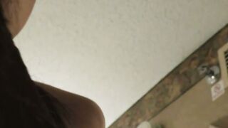 Brunette in Black Lace Socks Deepthroats Cock POV Blowjob