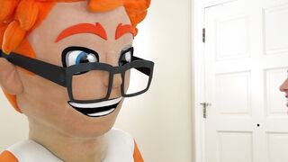 Brunette Indra Gets Fingering, Clit Rub and Big Dick Blowjob from PornDude Mascot