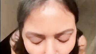 Indian Girl Deepthroats Cock at Dinner Table with Pigtails