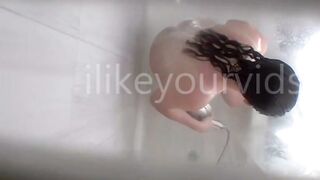 Caught Blonde Girl Masturbating in Shower POV