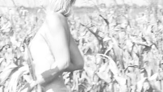 Skinny Blonde Cowgirl Anna Feller Strips Naked on Hay Bales