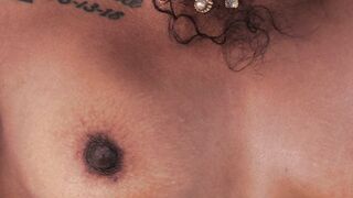 Ebony Teen Mia Love Strips Bikini by Pool for Solo Blowjob