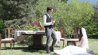 Hot Bride Bent Over Gets Deepthroat Blowjob While Husband Watches Cuckold Style