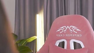 Tattooed TS Babe Masturbates with Massive Dildo POV