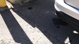mom Public Carwash no Lingerie Short Dress Heels