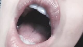 Close up point of view Cum on my Gorgeous Lips