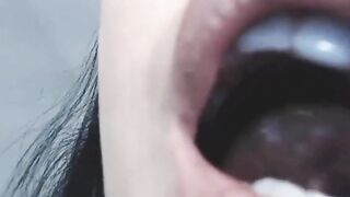 Close up point of view Cum on my Gorgeous Lips