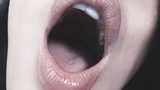 Close up point of view Cum on my Gorgeous Lips