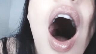 Close up point of view Cum on my Gorgeous Lips