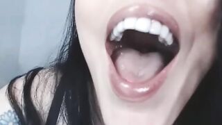 Close up point of view Cum on my Gorgeous Lips