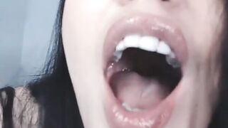 Close up point of view Cum on my Gorgeous Lips