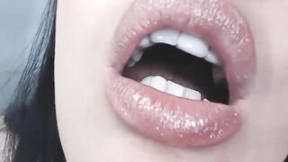 Close up point of view Cum on my Gorgeous Lips