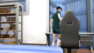 Son Fucking Japanese Cougar After She Lay Down On His