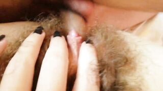 Bushy twat fucking and creampie close up amateur lovers long