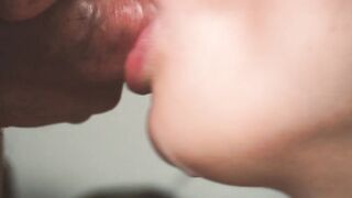 Slow motion. Close up fellatio from teens. Oral jizzed