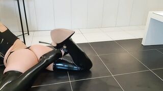 Rubber Tights Metal Heels